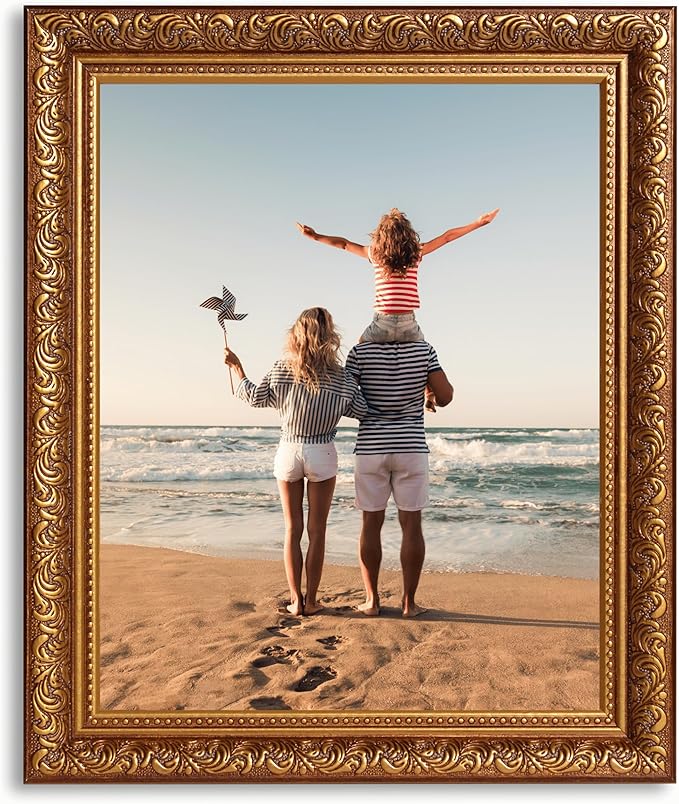 VictoR 8x10 Picture Frame Rubens Brown Gold - Picture Frames 8x10 - with Shutterproof Acrylic Glass - Antique - Brown 8 by 10 - only for hanging