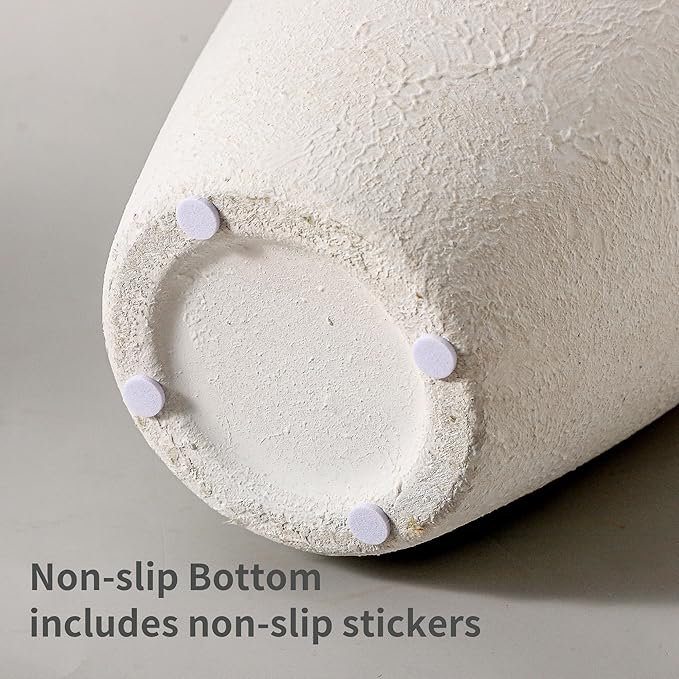 Large Ceramic Vase - 11.41 inch Tall Rustic Vase with 2 Handles, Decorative Flower Vases for Home Decor, Living Room Shelf Decor, Table Office