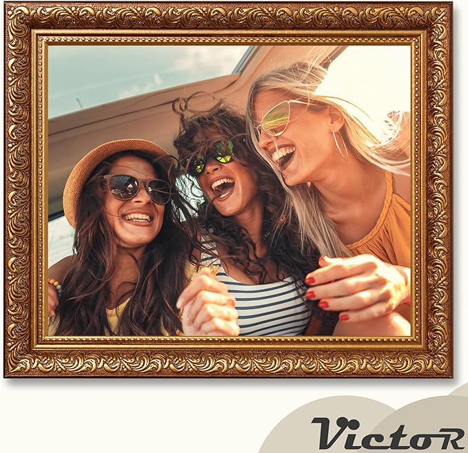 VictoR 8x10 Picture Frame Rubens Brown Gold - Picture Frames 8x10 - with Shutterproof Acrylic Glass - Antique - Brown 8 by 10 - only for hanging