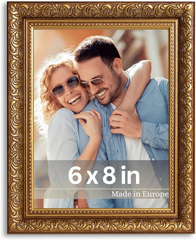 VictoR 6x8 Picture Frame Rubens Brown Gold - Picture Frames 6x8 - with Shutterproof Acrylic Glass - Antique - Brown 6 by 8