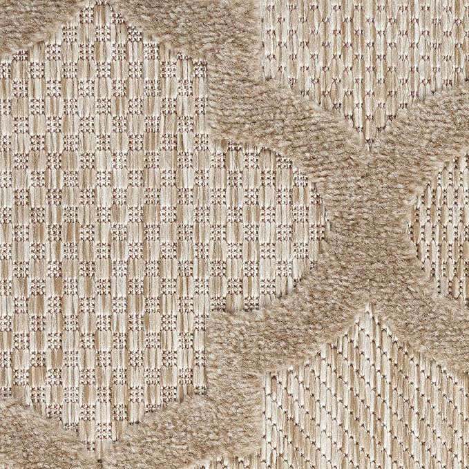 Nourison Home Easy Care Moroccan Natural Beige 4' x 6' Area Rug, Trellis, Easy Cleaning, Non Shedding, Bed Room, Living Room, Dining Room, Backyard, Deck, Patio (4x6)
