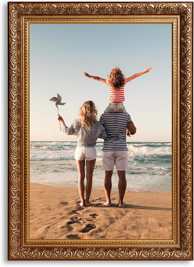 VictoR 8x12 Picture Frame Rubens Brown Gold - Picture Frames 8x12 - with Shutterproof Acrylic Glass - Antique - Brown 8 by 12 - only for hanging