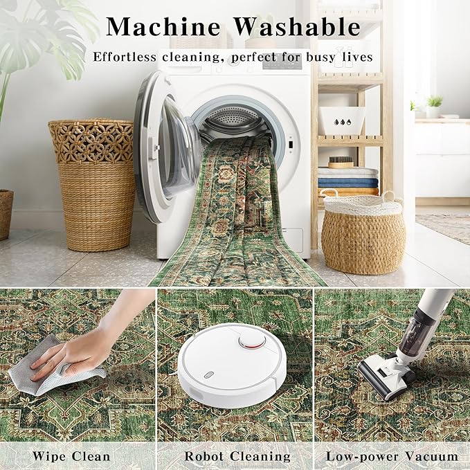 Area Rug 2x3 Entryway Rug Soft Washable Doormat Non Slip Low Pile Lightweight Carpets Indoor Faux Wool Small Rug for Entrance, Kitchen, Bedroom, Living Room