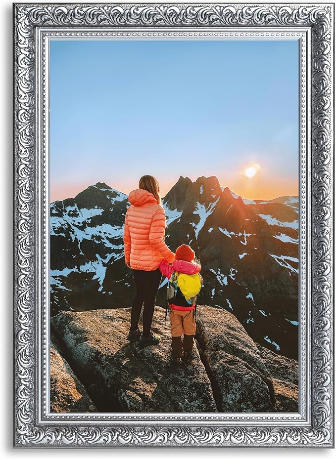 VictoR 8x12 Picture Frame Rubens Black Silver - Picture Frames 8x12 - with Shutterproof Acrylic Glass - Antique - Black 8 by 12 - only for hanging