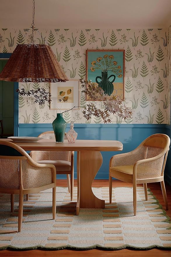 Hand-Tufted Wool Rug with Scalloped Edges, Light Blue Plaid Pattern, Cozy Soft Area Rug for Living Room, Bedroom, and Nursery, Handmade Modern Accent Rug, 2.5x10 Ft (Runner)