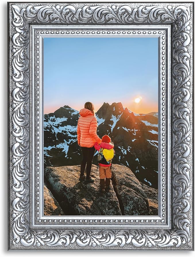 VictoR 4x6 Picture Frame Rubens Black Silver - Picture Frames 4x6 - with Shutterproof Acrylic Glass - Antique - Black 4 by 6