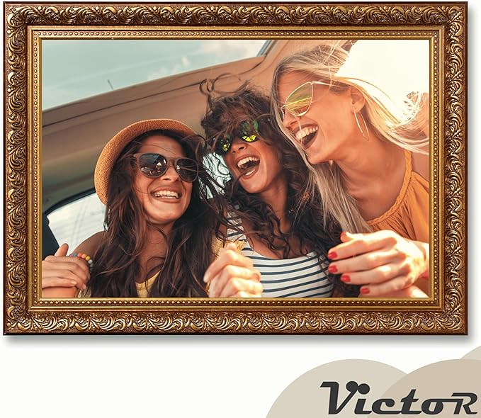 VictoR 8x12 Picture Frame Rubens Brown Gold - Picture Frames 8x12 - with Shutterproof Acrylic Glass - Antique - Brown 8 by 12 - only for hanging