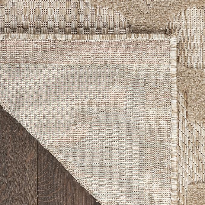Nourison Home Easy Care Moroccan Natural Beige 4' x 6' Area Rug, Trellis, Easy Cleaning, Non Shedding, Bed Room, Living Room, Dining Room, Backyard, Deck, Patio (4x6)