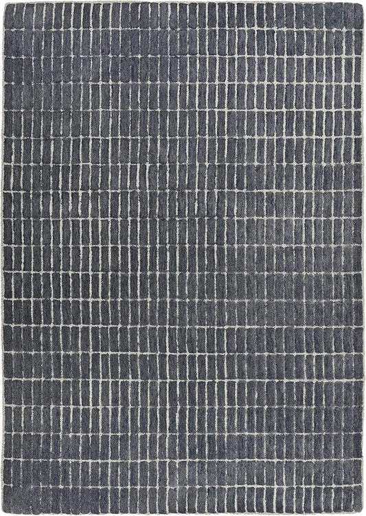 Hand-Tufted 100% Wool Area Rug – Unique Modern Geometric Grid Pattern, Soft Plush Textured Carpet for Living Room, Bedroom, Dining Room & Entryway (Smoke, 9' x 12')