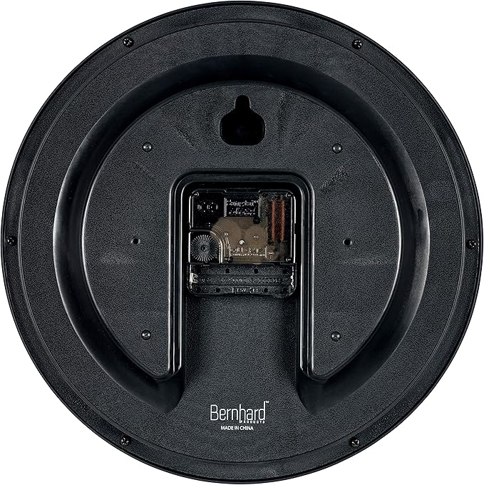 Bernhard Products Black Wall Clocks 2 Pack Silent Non Ticking - 12 Inch Quality Quartz Battery Operated Round Easy to Read Home/Office/Classroom/Business/Kitchen/School Clock