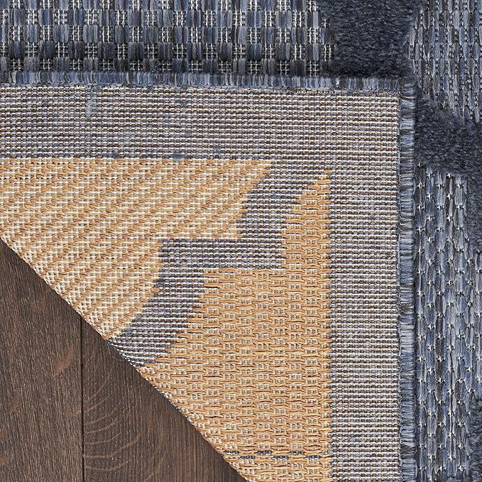 Nourison Home Easy Care Moroccan Navy Blue 8' x 10' Area Rug, Trellis, Easy Cleaning, Non Shedding, Bed Room, Living Room, Dining Room, Backyard, Deck, Patio (8x10)