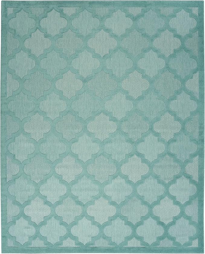 Nourison Home Easy Care 9' x 12' Aqua/Teal Indoor/Outdoor Fabric Rug