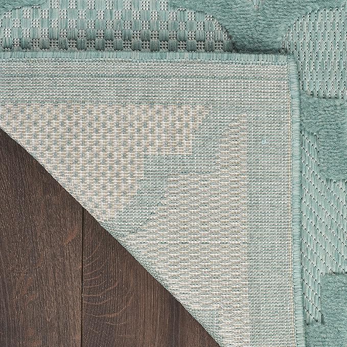 Nourison Home Easy Care 9' x 12' Aqua/Teal Indoor/Outdoor Fabric Rug