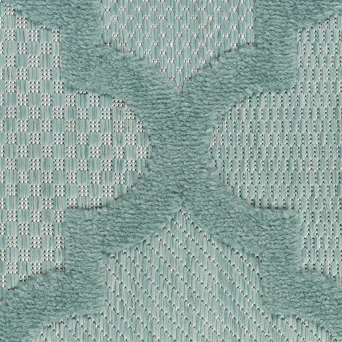 Nourison Home Easy Care 9' x 12' Aqua/Teal Indoor/Outdoor Fabric Rug