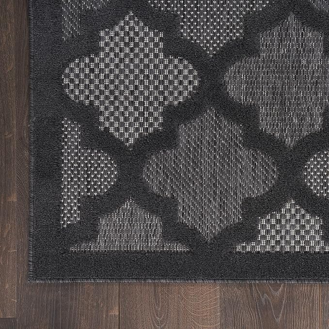 Nourison Home Easy Care 6' Runner Charcoal Black Fabric Modern Area Rug (6' Runner)